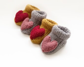 Baby Socks Knitting Pattern: Heart Booties (PDF Download)