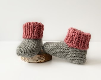 Baby Socks Knitting Pattern, Seamless Toe Up Baby Booties, Easy Knit Socks, 3 Sizes Newborn to Toddler, Beginner Friendly, Digital Download