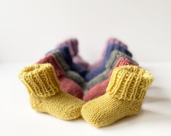 Knit Baby Socks Pattern PDF, Seamless Toe Up Baby Booties, Easy Knit Socks, Beginner Friendly Knitting Tutorial, Digital Download
