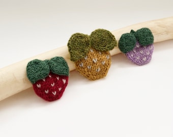 Strawberry Knit Applique Pattern PDF, Easy Knitting Tutorial, Cute Fruit Embellishment, Quick Knit Project, Digital Download