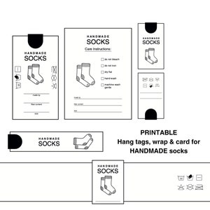 Printable Socks Packaging Kit, Handmade Tags, Cards, and Wrapping Supplies, Printable Hang Tags for Crafted Creation