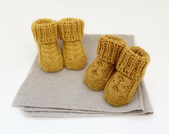 Cable Knit Baby Socks Pattern, Braided Texture Booties, Sizes Newborn to Toddler, Easy Baby Knitting, Beginner Friendly, Digital Download