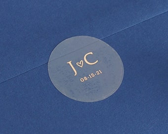 Pegatinas de boda con monograma metalizado, etiquetas con iniciales personalizadas, etiquetas de agradecimiento personalizadas