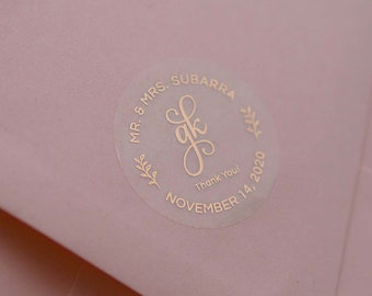 Elegantes pegatinas metalizadas para bodas, sellos personalizados para sobres, detalles personalizados para invitados