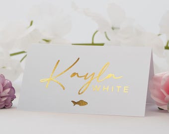 Luxury Name Card, Meal Preference, Custom Seating Cards, Tented Place Cards, Gold Foil Tags