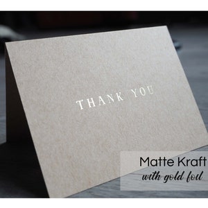 Lot de cartes de remerciement kraft estampées en feuille d'or minimaliste