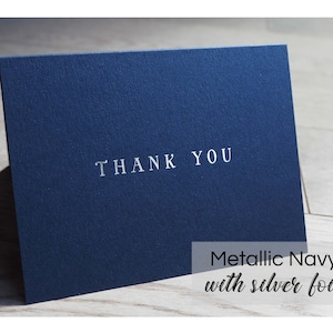 Pack de cartes de remerciement estampillées à la feuille d'or, Notes de remerciement à la feuille d'argent | Cartes de notes de papeterie, options chatoyantes métalliques et mates avec enveloppe