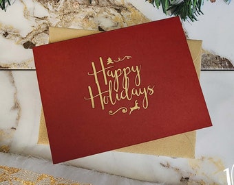 Tarjeta de Feliz Navidad con lámina dorada – Cartulina brillante metálica
