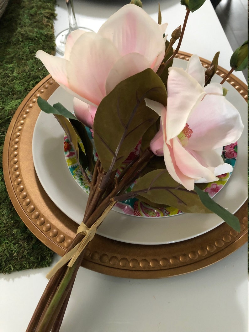 Light Pink Magnolia Bouquet perfect for bud vase centerpiece tiaras perfect for drop in centerpiece arrangement craft for headpiece