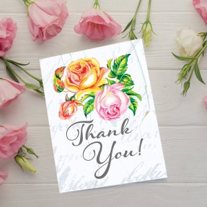 Tarjeta de agradecimiento Premium Rose - Opción 2: Rosas rosadas y amarillas