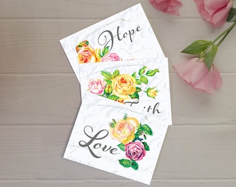 Amore, fede e speranza - Biglietti con rose (A2) - Set da 3 pezzi