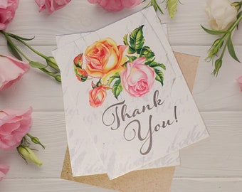 Biglietti di ringraziamento Rose - 10 carte e buste
