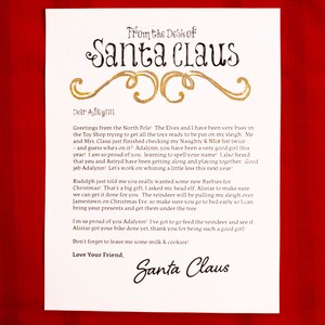 Carta y sobre personalizados de Papá Noel - Trineo dorado
