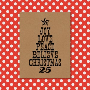 Printable Chirstmas Card - Rustic Christmas Tree Design - Instant ...