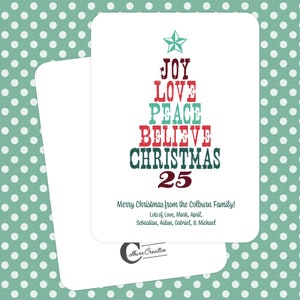 Tarjetas de Navidad personalizadas - Tema de árbol de Navidad rústico - Incluye 10 tarjetas planas con sobres - (A6) 6,25" x 4,625"