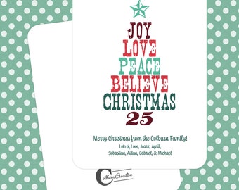 Biglietti di Natale personalizzati - Tema albero di Natale rustico - Include 10 biglietti piatti con buste - (A6) 6,25 x 4,625 pollici
