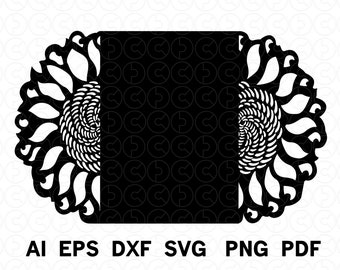 File di taglio SVG della cartella della carta girasole per Cricut - Funziona con la carta 5x7