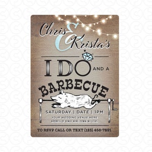 Bruiloft barbecue uitnodigen - Pig Roast - 10 gepersonaliseerde 5x7 platte kaarten met 10 enveloppen (flap gepersonaliseerd met retouradres)
