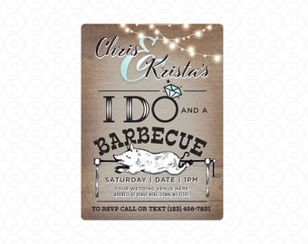 Invito per matrimonio al barbecue - Arrosto di maiale - 10 biglietti piatti personalizzati 5x7 con 10 buste (patta personalizzata con indirizzo del mittente)