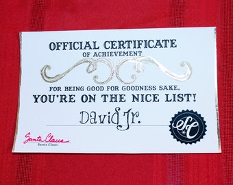 Certificato personalizzato della lista di Babbo Natale