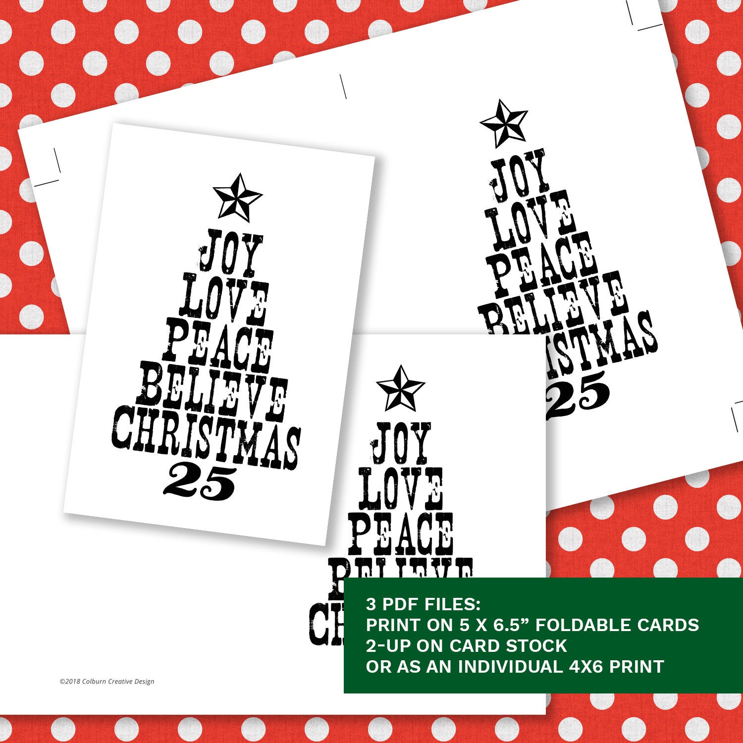 Printable Chirstmas Card - Rustic Christmas Tree Design - Instant ...
