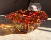 Amber Color Glass Bowl - Vintage Seguso,Glass Ashtray ,Bohemian Venetian Art Glass,1970s