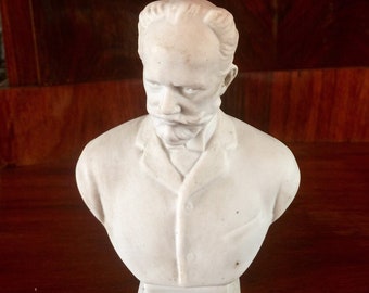 Russian Composer Pyotr Tchaikovsky Marble Bust Statue Sculpture 20 cm white