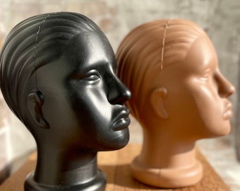 Черный тон лица Манекен - Винтажные женщины Лицо Пластик 10 дюймов, Ретро Пластик Дисплей Коммерческий