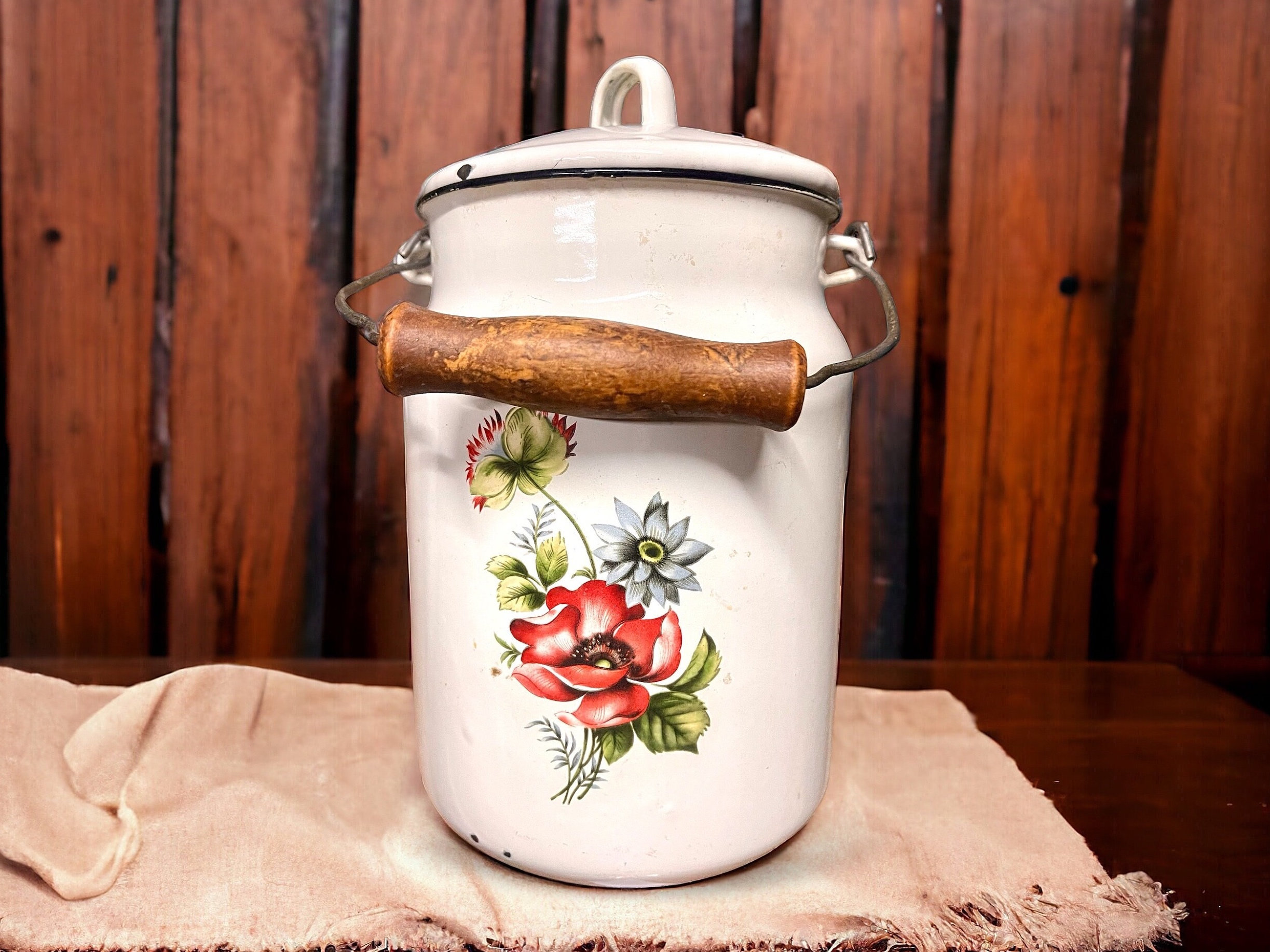 ビンテージ　ブリキ　Milk Jar Vintage Soviet Bidon Milk Can Jug Canister ,flowers Milk Can,home