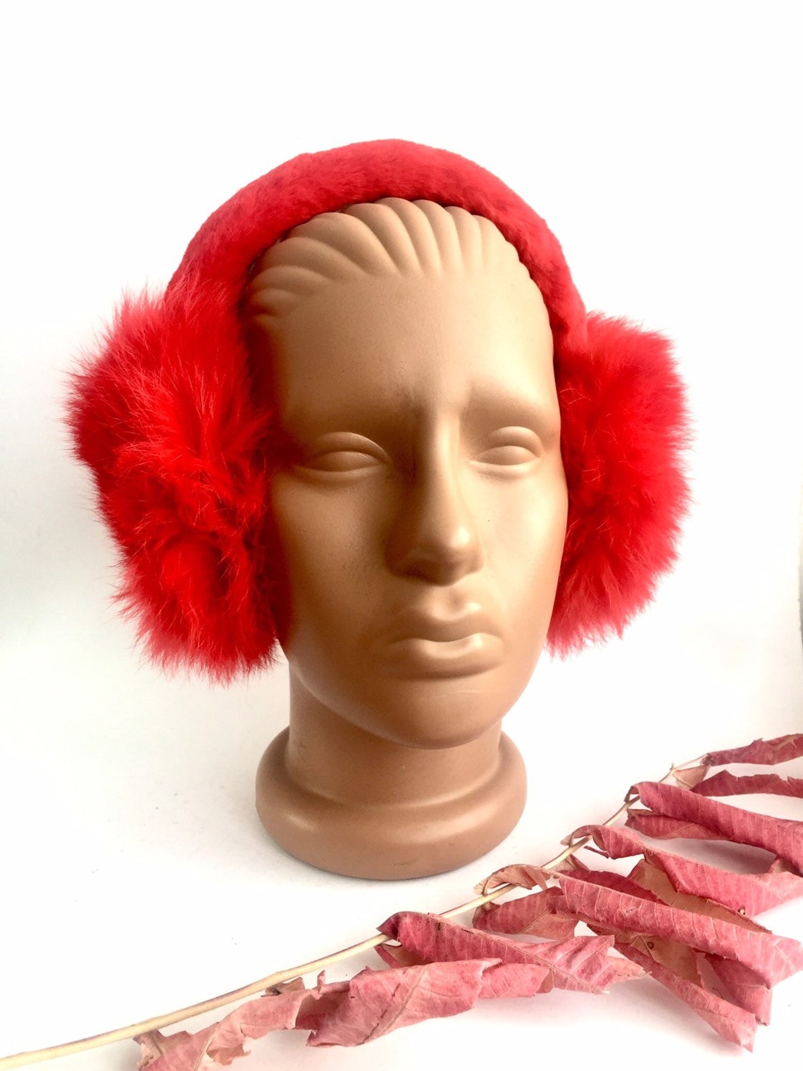 Red Earmuffs rabbit Fur-warm-fur Earmuffs Ear Warmers - Etsy