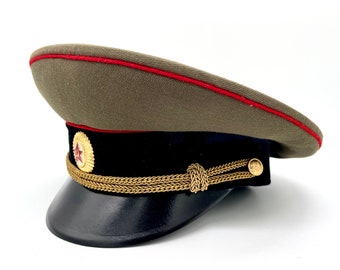Vintage Soviet Army Officer Cap, USSR Military Hat With Badge - Etsy