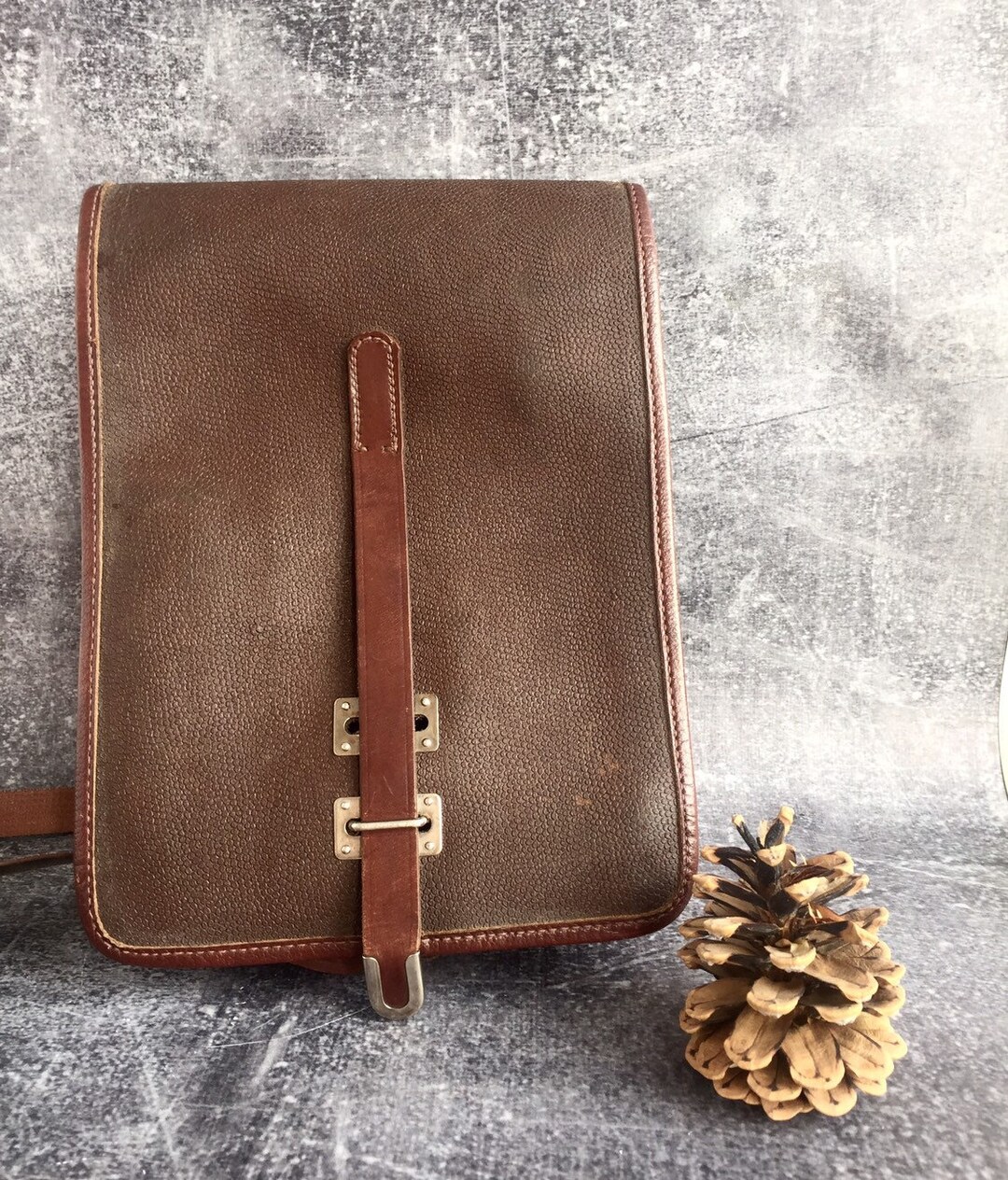 Sovietvintage Planchet Rare Large Leather Officer Brown Red Army Map