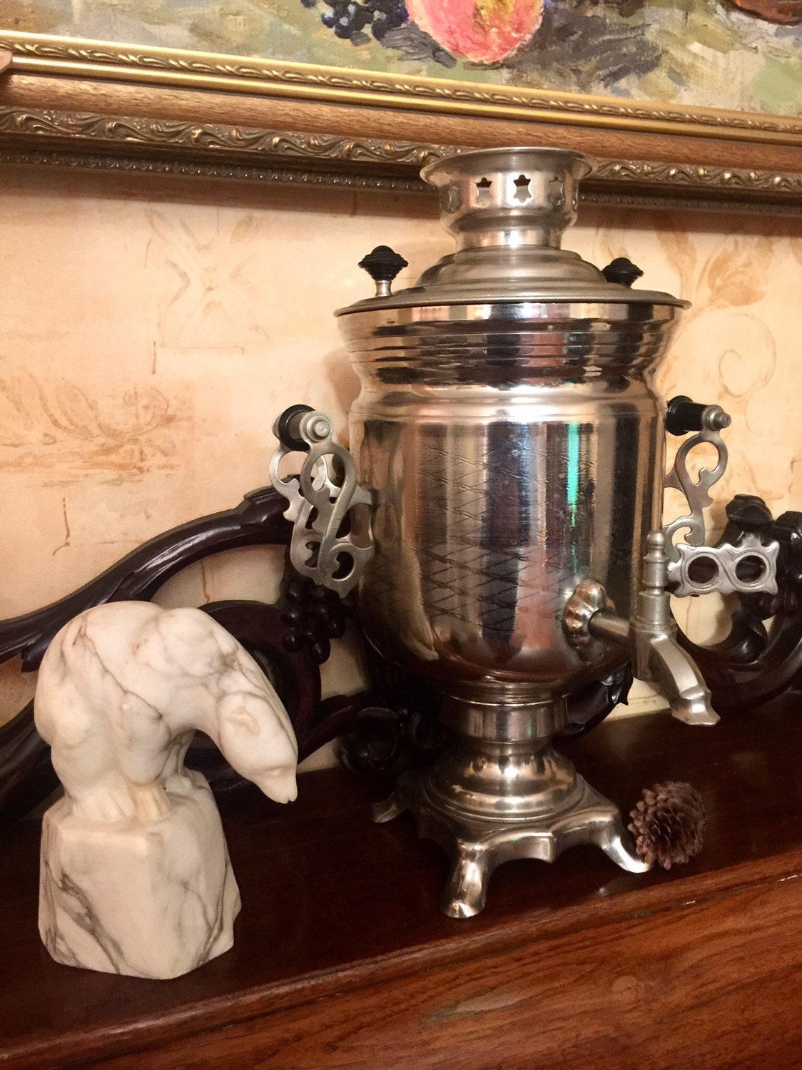 ロシア製　アンティーク サモワール　金属製 花柄 imgrc0253540922.jpg?fitin=720:720