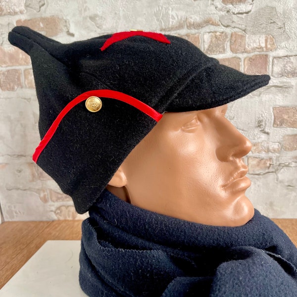 Soviet Military Visor Cap Budenovka Bolshevik Red Army USSR Black Woolen Visor Hat