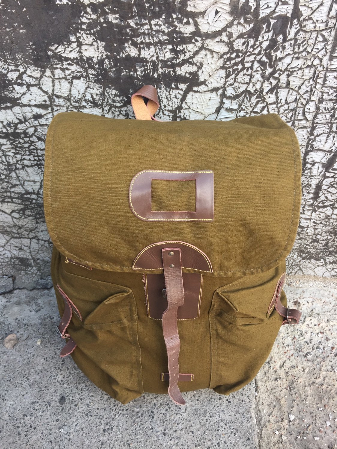 Large Olive Backpack Vintage Soviet Russian Hiking Backpack Etsy