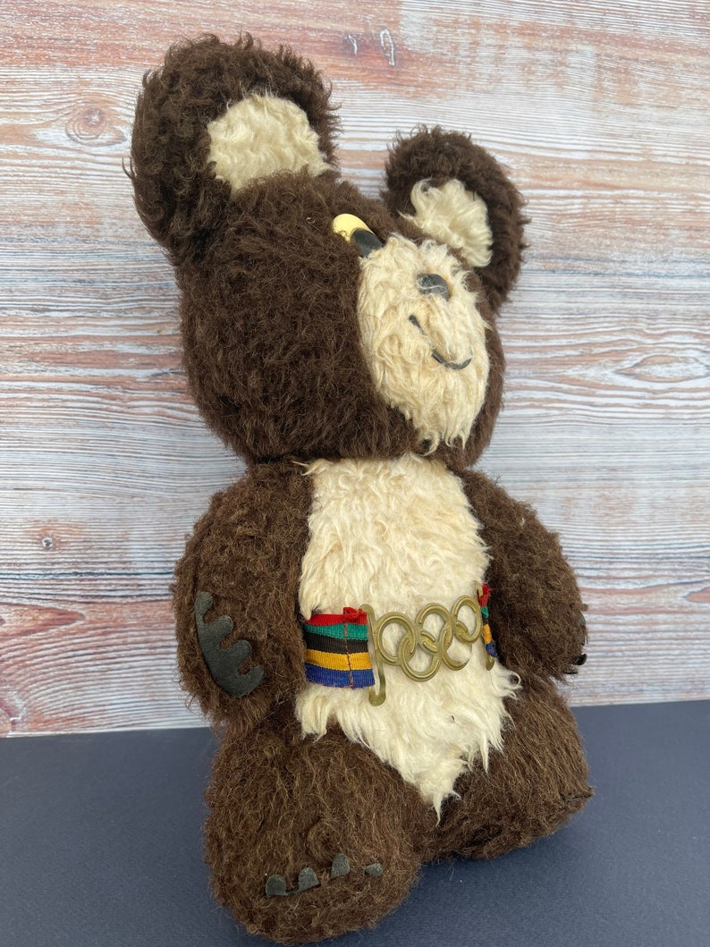 Mishka 1980 Raro brinquedo de urso de pelúcia soviético vintage Jogos Olímpicos de Moscou 1980 Boneca de pelúcia Presente infantil Decoração de quarto infantil imagem 3