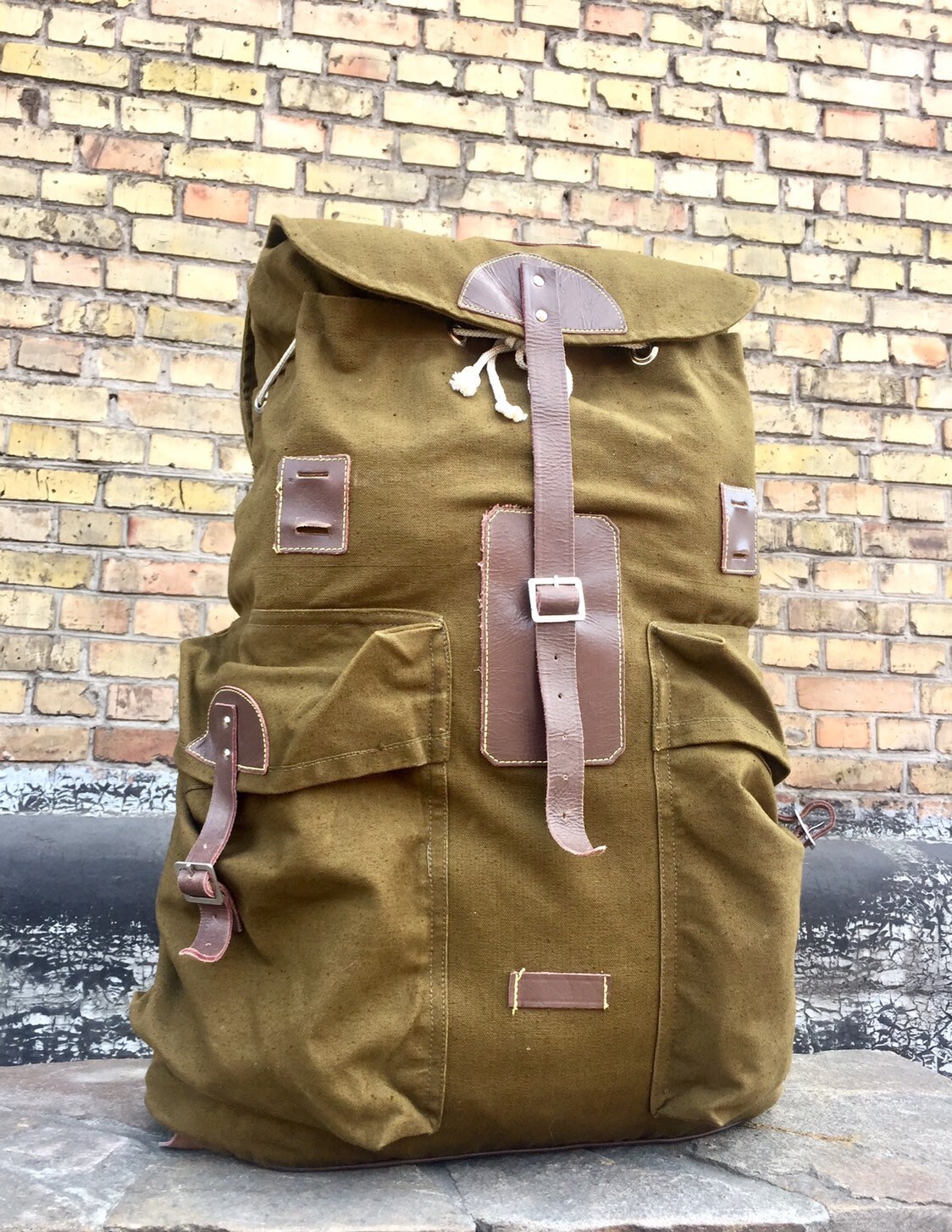 Large Olive Backpack Vintage Soviet Russian Hiking Backpack Etsy