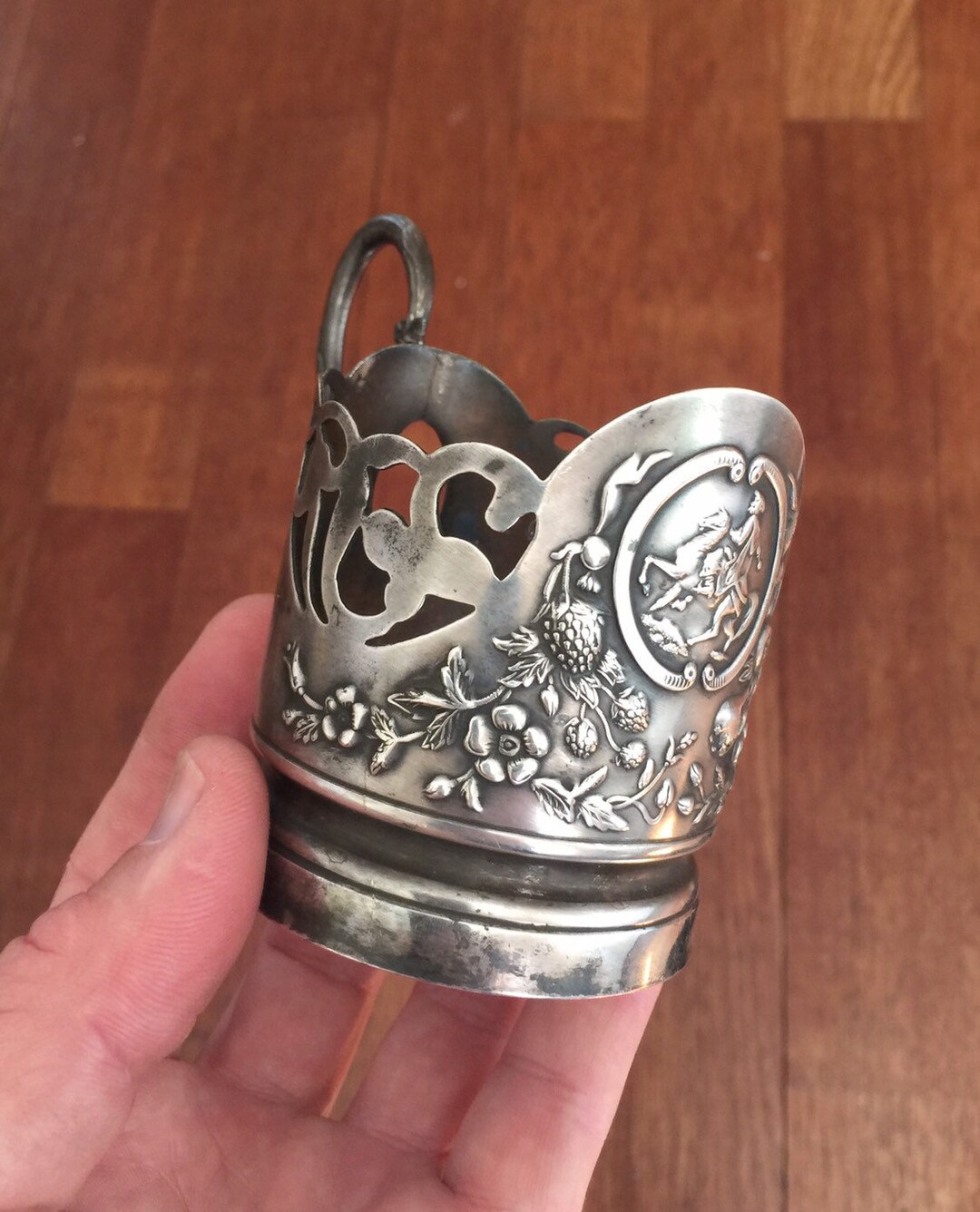 Vintage Glass Holdersoviet Metal Glass Holderfloral Pattered Etsy