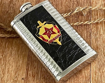 Military Flask - Soviet Red Army  Stainless Steel 6 Oz Pocket Flask USSR