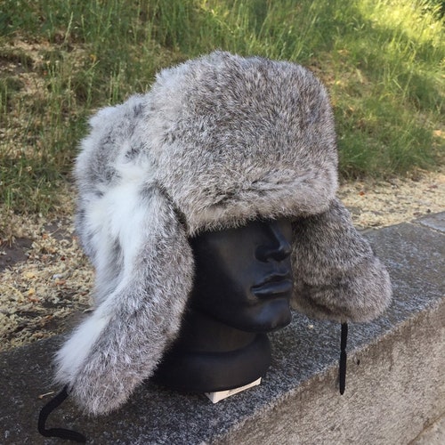 Vintage Rabbit Hat Russian Fur Winter 