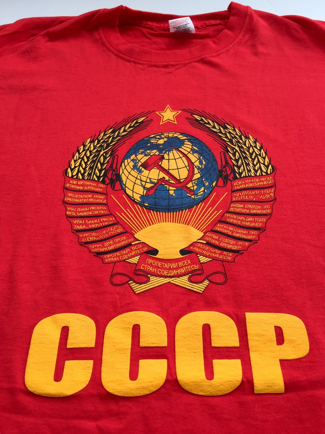 USSR RED T SHIRT soviet Union Emblem T Shirt Soviet