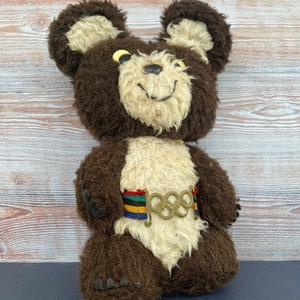 Mishka 1980 Raro brinquedo de urso de pelúcia soviético vintage Jogos Olímpicos de Moscou 1980 Boneca de pelúcia Presente infantil Decoração de quarto infantil imagem 1