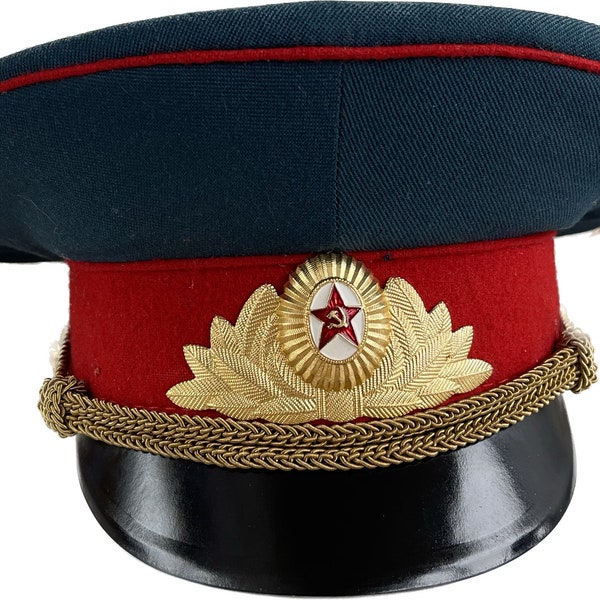 vintage soviétique Commandant militaire Visor Cap Officiers de haut rang Armée Chapeau 56 cm URSS 1982