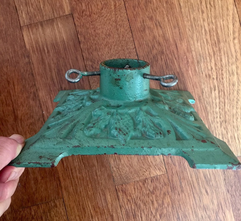 Green Vintage Christmas Tree Stand Metal Tree HolderStand Etsy