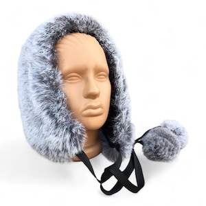 Poke bonnet Шапка из меха кролика - детская зимняя ручной работы унисекс Grey Toned Kids Hat
