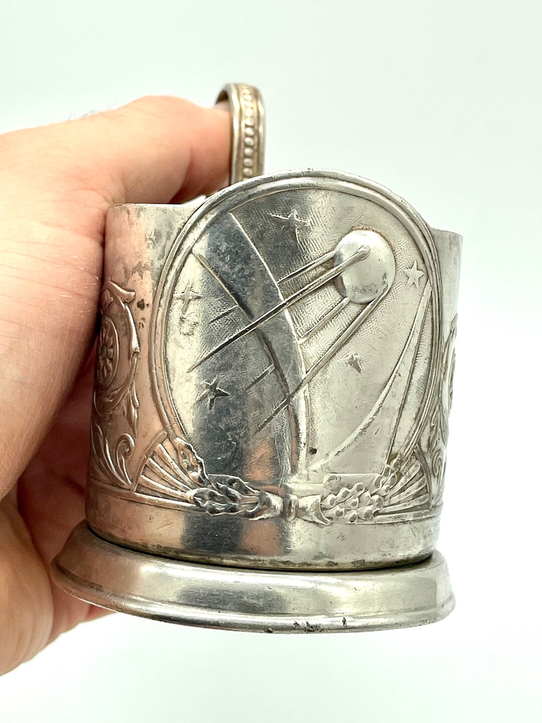 Vintage Glass Holder Soviet Metal Glass Holder Podstakannik Etsy