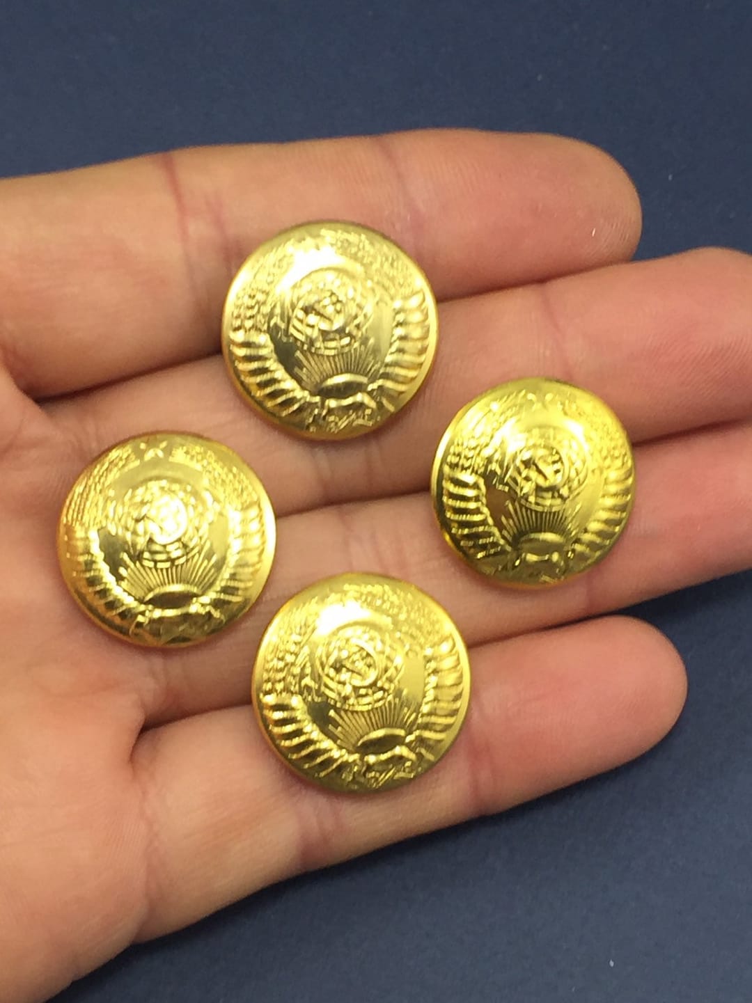 Vintage Soviet General Buttons – Set of 4, Gold Brass, Red Army - Etsy