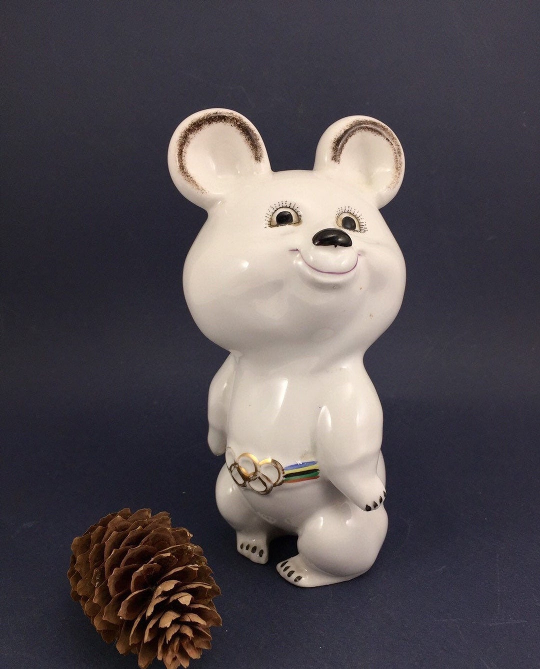 Figurine Ours Olympique Moscou 1980 URSS – Statuette Vintage Jeux Olympiques
