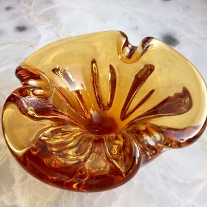 Amber Color Glass Bowl Seguso,Ashtray Venetian Art Glass,1970s
