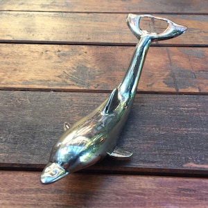 Delfin Vintage Flaschenöffner - Versilberte Figur Seaside Barware Beach House